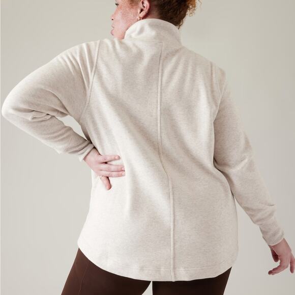 Athleta Cozy Karma Twist Neck Sweatshirt in Light Oatmeal Heather - Size 3X - Picture 2 of 7